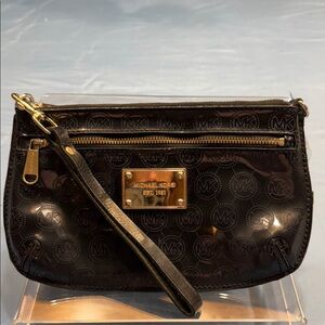 Michael Kors Monogram Wristlet with Gold Hardware